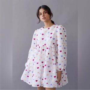 Sister Jane | Irina Heart jacquard Puff Sleeve Mini Dress